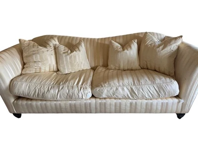 Vintage RARE Custom Swaim Silk Sofa Couch Striped Glam Curved  Tuxedo 2002 F305  - Image 1 of 4