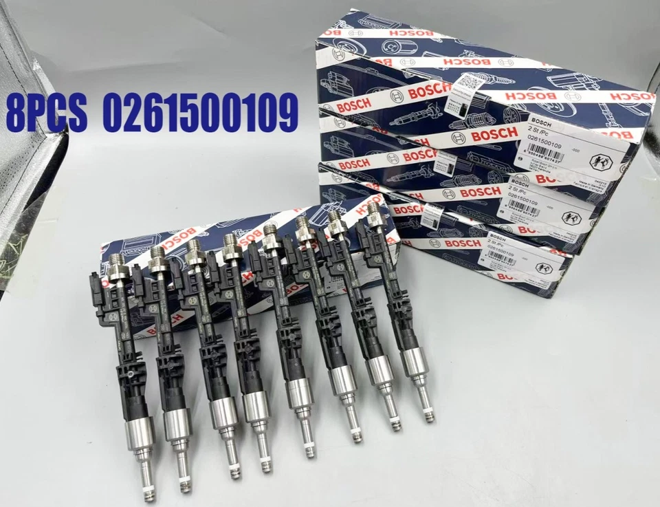 8X Genuine Bosch Fuel Injectors 0261500109 For BMW M5 M6 X5 X6 550i 13647597870 - Image 1 of 4