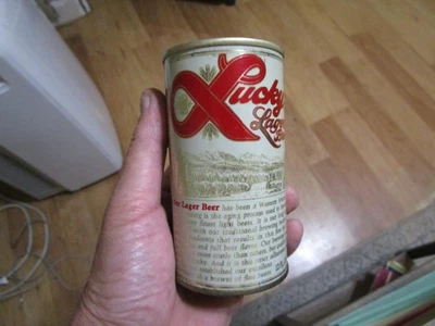 Clean Lucky Lager 12 Oz Straight Steel Pull Tab Beer Can Lucky Ca.  89-28 - Image 1 of 4