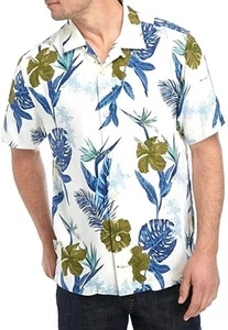 Tommy Bahama Men's Rialto Flora Silk Camp Shirt, Marble Cream, XL - Picture 1 of 4