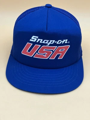 Sombrero de Camionero Swingster Vintage Snap-On EE. UU. Rojo Blanco Azul Hecho en EE. UU. Foto 1 de 4
