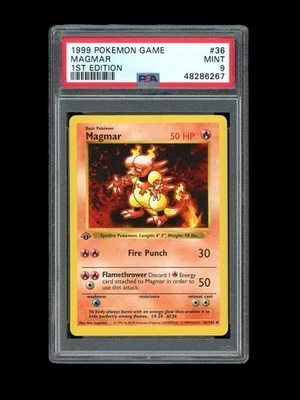 Pokemon PSA 9 MINT Magmar 1st Edition Shadowless Base Set 1999 Card 36/102 - Image 1 of 2