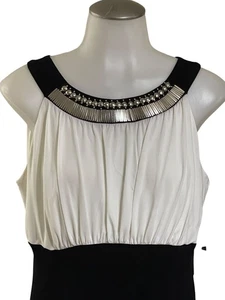AA Studio Black & White Sleeveless Dress With Embellished Neckline - Size 10 - - Picture 1 of 14