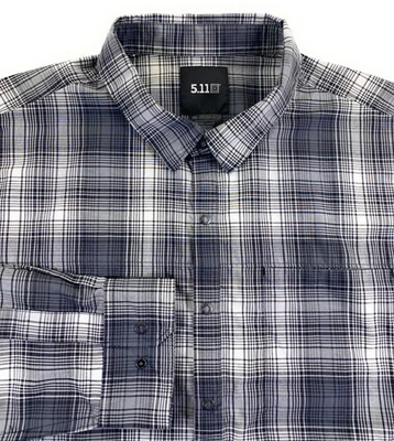 5.11 Tactical Men's Igor Snap Front Chest Pocket Cotton/Poly Gray Plaid Shirt XL - Image 1 of 4