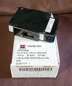 Cutler-Hammer HGHB1020 Circuit Breaker 1 Pole 20 Amp 277VAC Bolt-On - Picture 1 of 20