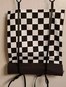 Classroom Door Curtain Black White Check Roll Up Tie Up Handmade School Drill - Picture 1 of 3