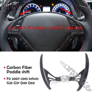 For 2007-15 Infiniti G35 G37 Q40 Q60 Steering Wheel Carbon Fiber Paddle Shifters - Picture 1 of 10