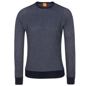 New Hugo Boss mens blue thick knited knit fitted jumper pullover top £109 XXL - Picture 1 of 11