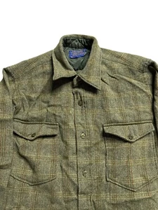Pendleton Wool Green Shirt Vtg 70s Pocket Rockabilly Long Sleeve 1970s Small - Picture 1 of 6