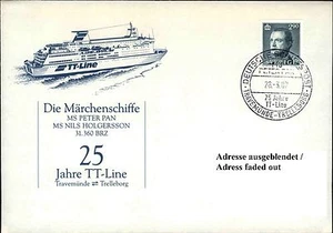 Ship mail Germany 25 years TT line Travemünde Trelleborg 1987 ship ship - Picture 1 of 1