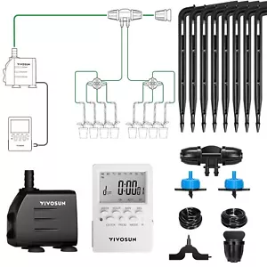 VIVOSUN 1/4"&1/2" Self Watering Hose Kit Automatic Irrigation Drip System 8 Pots - Bild 1 von 7