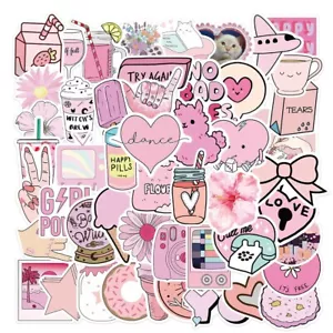 50PCS Funny Pink Style Girl Cartoon Stickers Car Motorcycle Luggage Waterproof - Picture 1 of 12