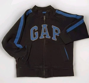 Thrifted GAP Zip Up Athletic Sweatshirt Sz 4T Blk Blue Logo 2007 Kids Y2k - Picture 1 of 6