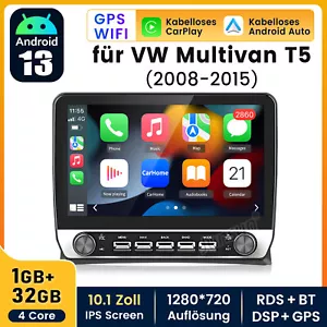 Carplay Android 13 Autoradio Für VW Multivan T5 08-2015 GPS Navi WIFI BT DSP DAB - Bild 1 von 17