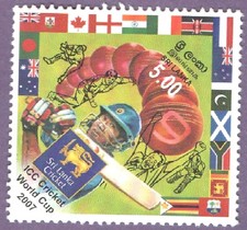 ICC World Cup CRICKET 2007  flags of all nations - SRI LANKA  X 2 STAMPS MINT 