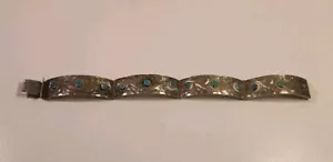 Pulsera de plata esterlina vintage de México cierre de caja turquesa - Imagen 1 de 6