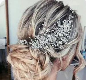Crystal Bridal Wedding Hair Accessories Bridal Wedding Hair Vine/ Piece Bride or - Picture 1 of 5