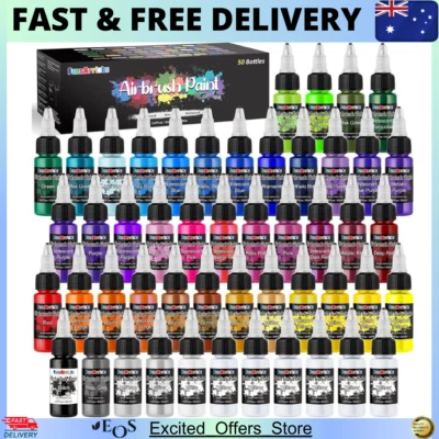 Airbrush Paint Set 44 Colors with 6 Thinners Acrylic Air Brush Paint Kit - image 1 of 4