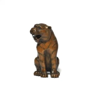Estatua japonesa hecha a mano de madera Netsuke coleccionable Netuke Tigre Ojime Envío Gratuito - Imagen 1 de 7