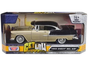 1955 CHEVROLET BEL AIR LOWRIDER BEIGE & BLACK 1/24 DIECAST MODEL MOTORMAX 79031 - Picture 1 of 1