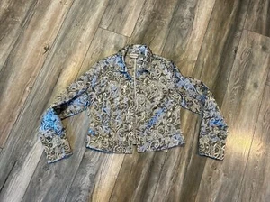 Chico’s Paisley Pawn Kieshan Jacket Grey Women’s Size 1 Nwt’s 88$$ - Picture 1 of 17