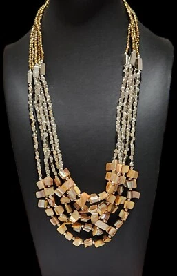 Brown Shell & Silver Seed Bead Necklace -22 inches - Image 1 of 2