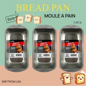 Set Of 3 Bread & Loaf Metal Bakeware Baking Pan Meatloaf Cake 8.2" X 4.3" X 2.8" - Picture 1 of 9