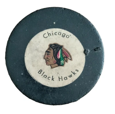1970s Chicago Blackhawks Hockey Puck NHL Rawlings Made in Canada VTG - Image 1 of 4