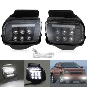 Pair Front LED Fog Lights DRL For Chevy Silverado 2003-2006 Avalanche 2002-2006 - Picture 1 of 13