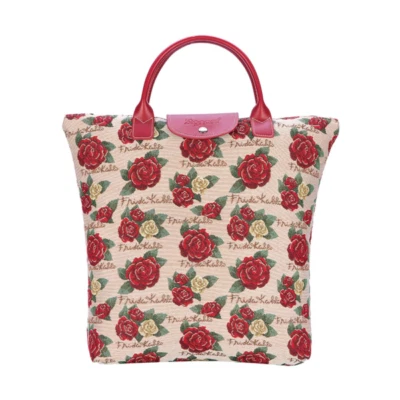 FRIDA KAHLO ROSE FOLDAWAY SHOPPING BAG FOLDABLE REUSABLE TOTE WOMEN LADIES GIFT - Image 1 of 4