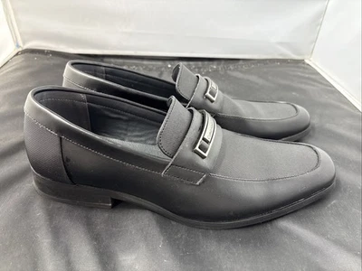 Calvin Klein 男式黑色正装鞋 10.5 Jameson 皮革商务一脚蹬工作 — 第 1/4 张图片