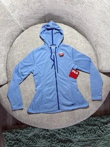 Chaqueta FILA Bella para mujer grande azul con capucha cremallera completa repelente al agua LW153L31 - Imagen 1 de 8