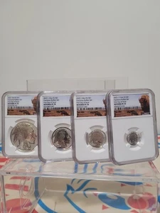 2023 $1 Fiji Fractional Reverse Proof Buffalo NGC PF70 FDI 4 Silver Coins Set - Picture 1 of 9