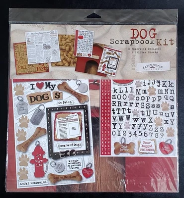 Karen Foster Designs DOG Scrapbook Craft Kit 12 x 12 Paper + Stickers Set NEW - Image 1 of 4