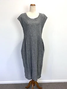 Vestido Fringe Dweller Australia Mujer S M Gris Calzoncillo Lino Bolsillos Boho Campesino - Imagen 1 de 12