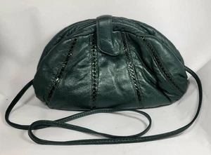 Manolucci Green Leather Vintage Purse Genuine Leather Moda Italia - Picture 1 of 13