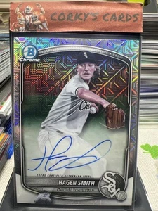 Mega autógrafos cromados Bowman Hagen Smith 2025 refractor Mojo automático #BMA-HS - Imagen 1 de 2