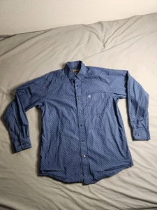 Ariat Button Up Shirt Mens Size Medium Geometric Abstract Blue Long Sleeve NEW - Picture 1 of 9