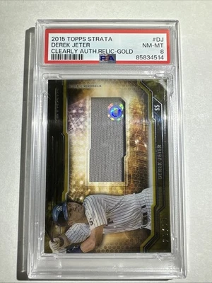 2015 Topps Strata - Clearly Authentic Relics Derek Jeter #CARC-DJ Gold /25 PSA 8 - Image 1 of 4