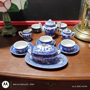 Vintage Blue Willow Children's Tea Set 15pcs Made In Occupied Japan 2 Handle... - Picture 1 of 10
