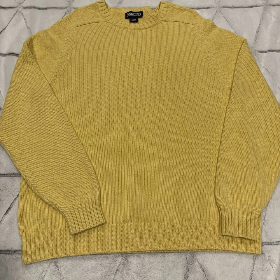 Suéter De Colección Lands End Para Hombre Grande 42-44 Amarillo Hecho en Japón Grueso Tejido Foto 1 de 4