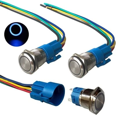 QITINDASEN 3 Stück Premium 12V/24V 5A Drucktastenschalter, 19mm Auto Zündstarter