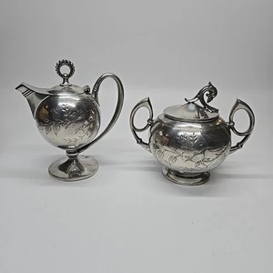 James W. Tufts Lot Silverplate Set Of 2 With Lids Boston USA 1946 Ornate Floral - Picture 1 of 24
