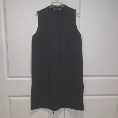 Chaleco Largo Negro Plumero Topper C'est moi Vintage Talla M/L Boho Foto 1 de 4