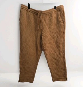 Pantalones J.Jill Mujer L Pequeño Beige Caqui Texturizado Muselina Cordón Bolsillos EC - Imagen 1 de 12