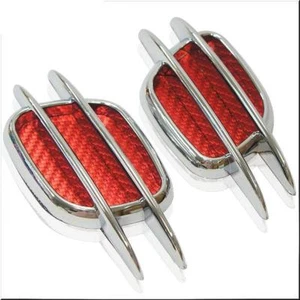 CAR FENDER AIR FLOW DECORATION VENT COVER RED CARBON X 2 PIECES - Picture 1 of 2