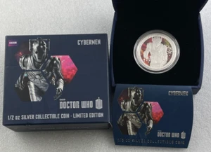 2014 Doctor Who CYBERMEN 1/2oz Silver Proof Coloured Collectible NZ Mint Coin - Imagen 1 de 8