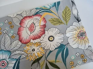 NEW Grey Pink Blue Floral Leaf Print VALANCE Curtain 50" x 16" Flowers - Picture 1 of 3