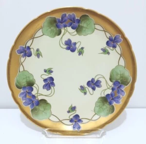 JP/L Limoges Blue Flowers Plate, 8 5/8", (1891-1932) in Nice Antique Condition - Picture 1 of 3