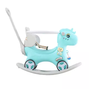 Rocking Horse Balance Bike Riding Ride On Toys Push Handle Backrest Toddlers Kid - Picture 1 of 6